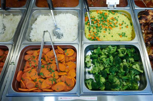 Assortment of vegetables in trays