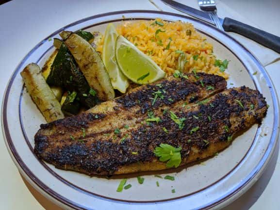blackened fish dinner
