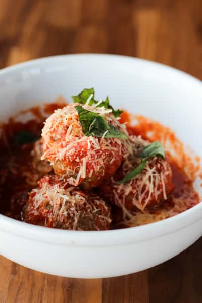 house meatballs served with marinara + parmesan