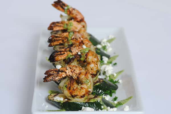 grilled zucchini, feta cheese