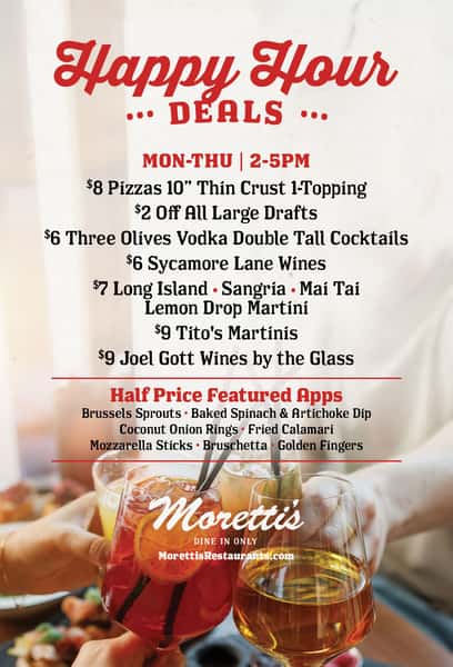 Happy Hour Specials at Morettis in Rosemont