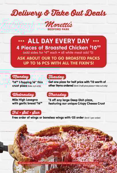 Delivery and Take-Out Deals from Moretti's in Bedford Park