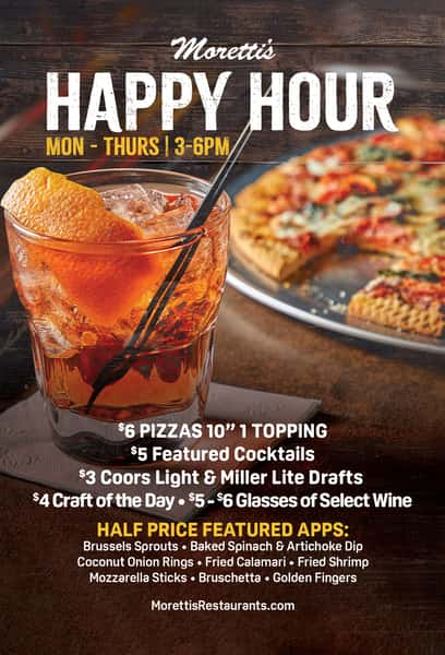 Happy Hour Rosemont Morettis Restaurants Best Thin Crust And Deep Dish Pizza Chicago 