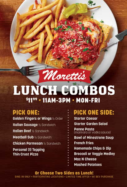 Lunch Time Combos at Morettis