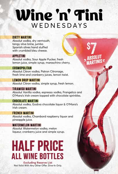 Wine n Tini Wednesday at Moretti's Restaurnats