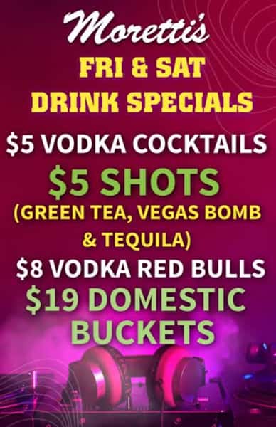 Late Night Drink Specials in the Club at Moretti's in Edison Park
