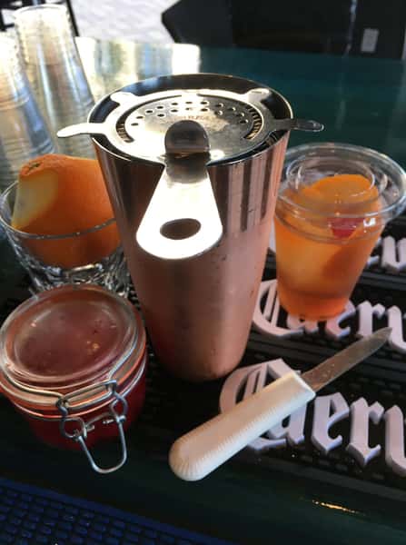 cocktail ingredients with shaker