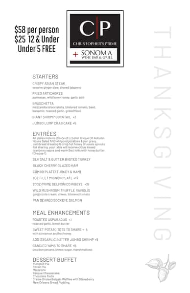 Thanksgiving Dinner Menu