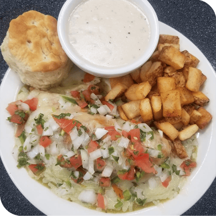 omelet and tots