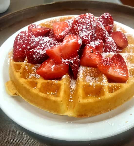 waffle with strawberries