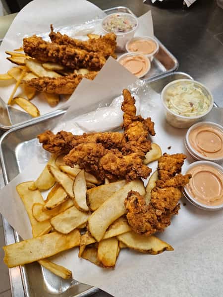Fried chicken and fries