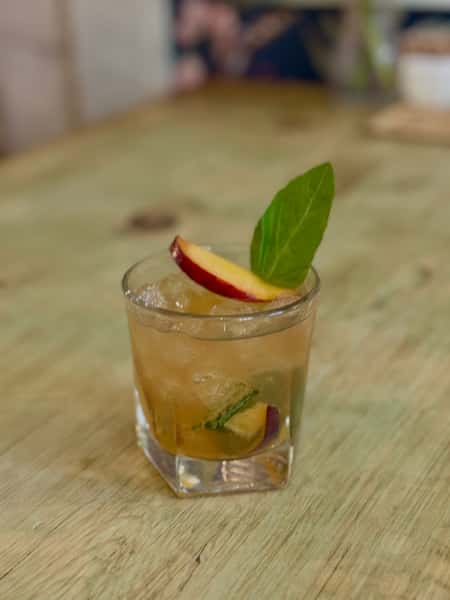 Peach Basil Bourbon Smash