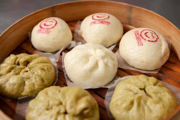 Bao in a steamer basket