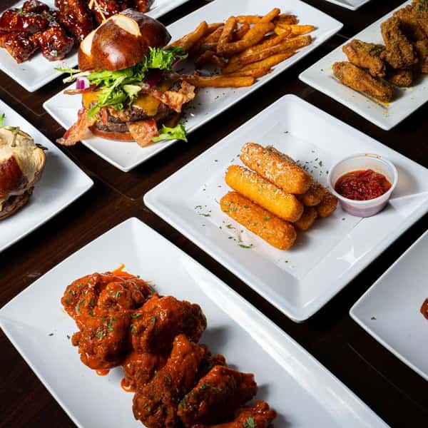 Plates of food on a table