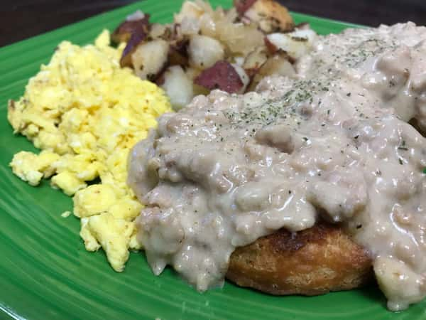 Biscuits & Sausage Gravy Breakfast The Main Street Station Brunch