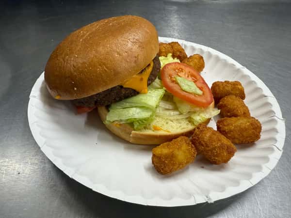 Burger & 6Pc Wing Special with ff