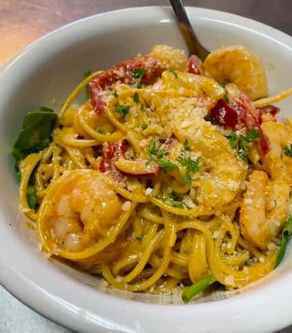 Peppered Shrimp with Linguine