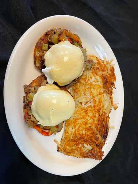 Eggs Benedict and Hash Brown