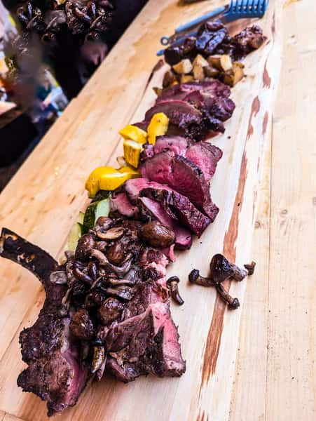 Steak on a wood plank