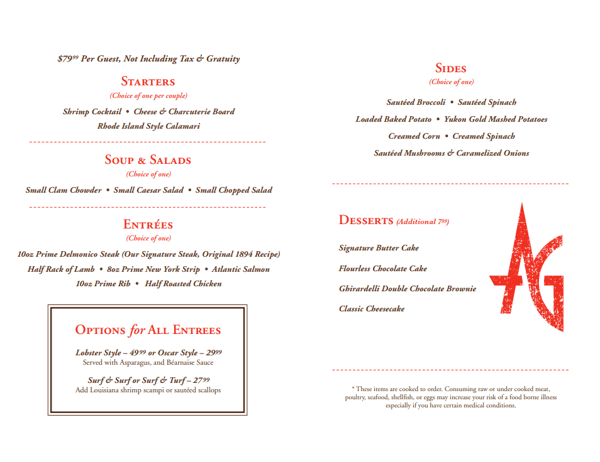 Valentine's Day 2026 Menu