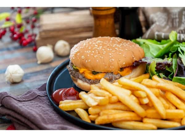 Burger and fries
