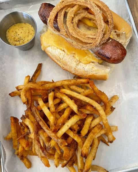 Beer Poached Bratwurst Roll