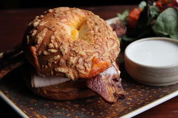 asiago bagel turkey club special