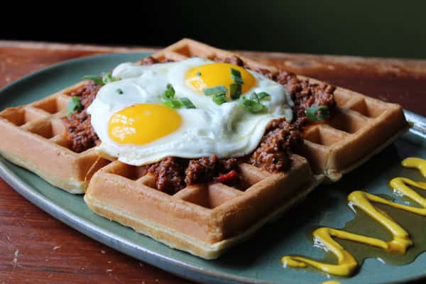 Waffle with sloppy joe special