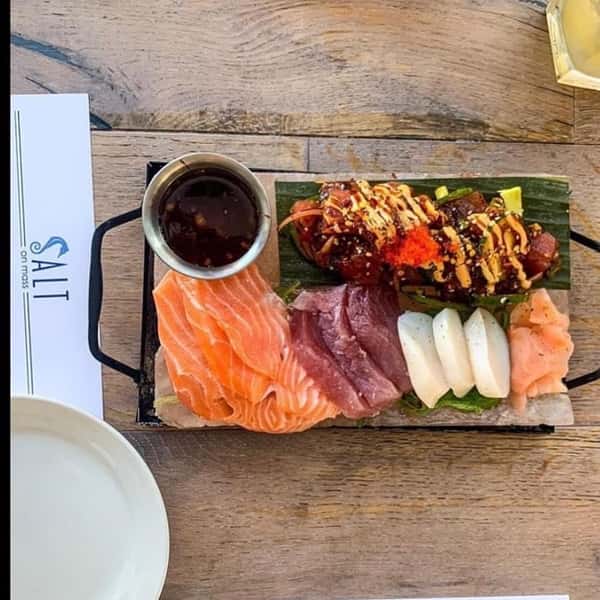 himalayan salt block with sashimi