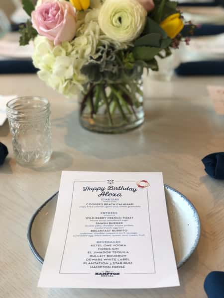 menu and centerpiece