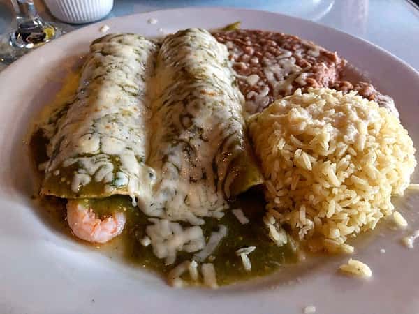 9. Two Green Sauce Seafood Enchiladas
