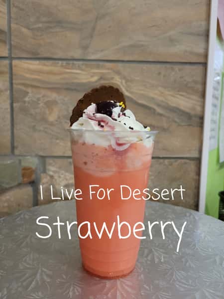 Strawberry Italian Soda / Scoop Of Vanilla Ice Cream