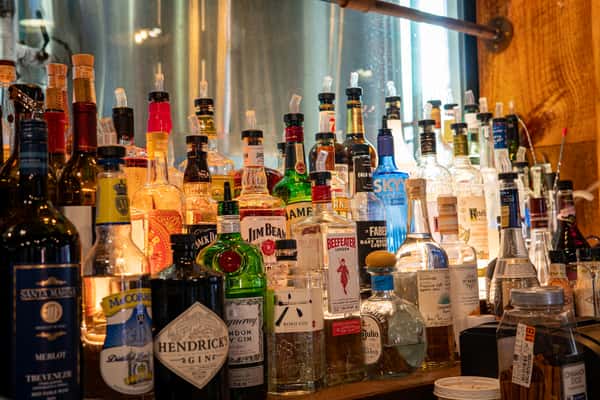 Big Oyster bar area with large selection of liquor