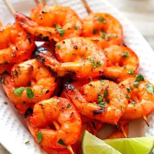 Seasoned and spiced prawns