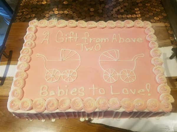 Twin Baby Shower Cake- Lemon With Raspberry Filling
