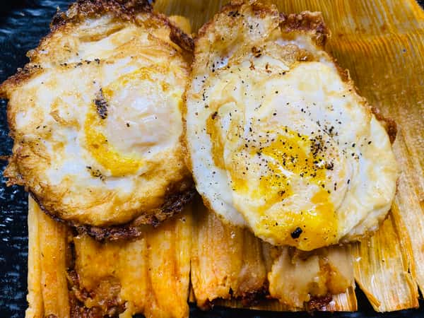 Fried Eggs over Tamales 