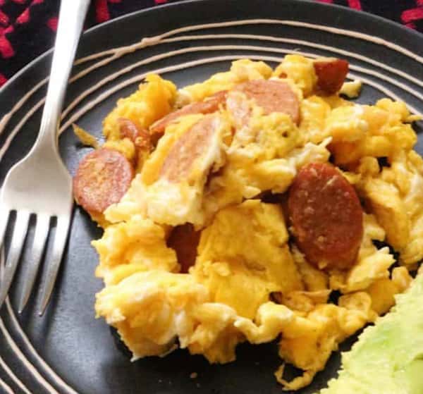 sausage and scrambled eggs