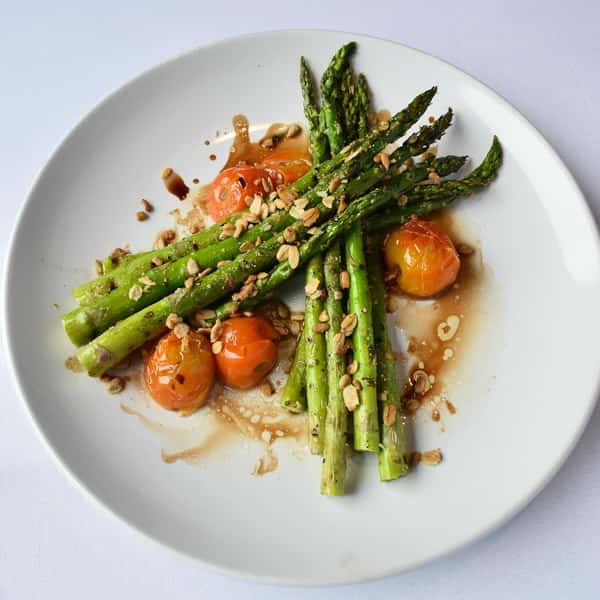 Confit Tomato Grilled Asparagus