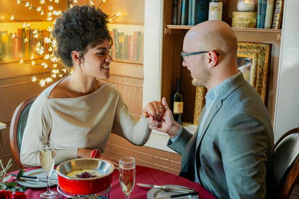 Couple dining together