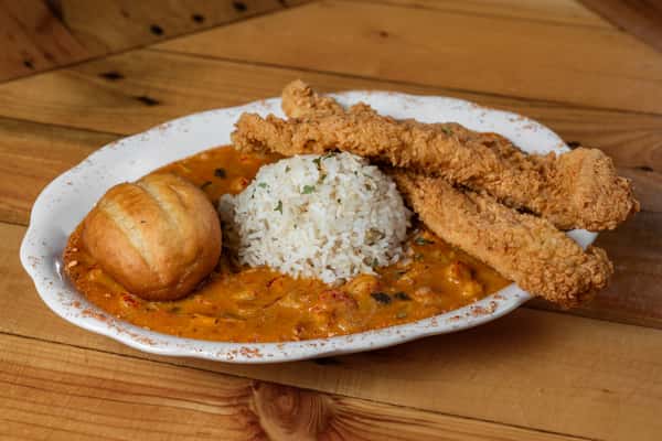 Catfish with bread and rice