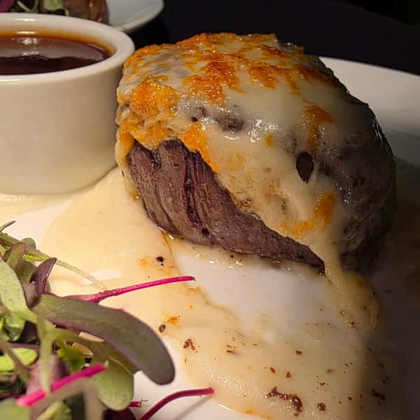 Encrust steak with Great Hill Blue Cheese