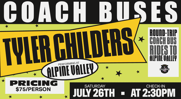 Tyler Childers coach bus rides through the milwaukee brat house
