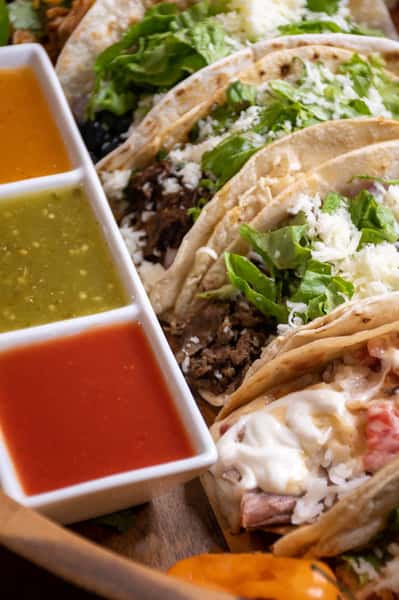 tacos and salsa close up