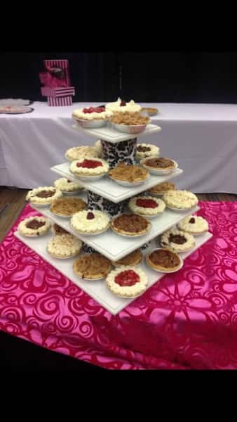 ornate tower of pies for a catering event