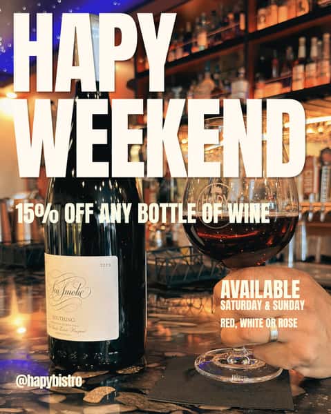 Hapy Weekend starts now 🍷
15% off any bottle of wine — red, white, or rosé.
Available Saturday & Sunday only.
This deal is for bottles enjoyed with us (dine-in only — no to-go orders).
Come pour one with us. #pismobeach #arroyogrande #food #wine #winelover