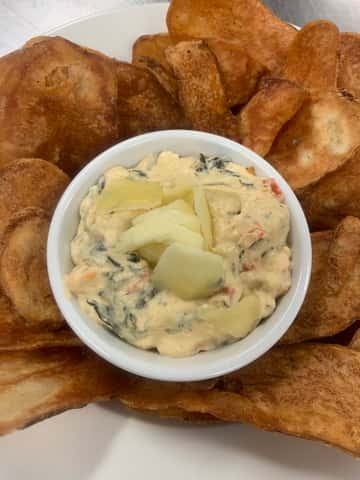 SPINACH DIP WITH POTATO CHIPPERS
