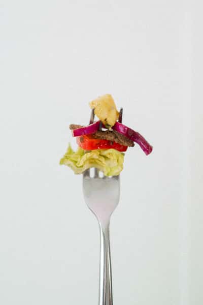 ingredients on fork