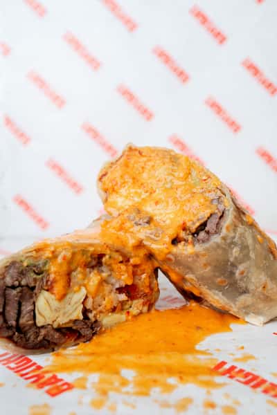 asada burrito with sauce