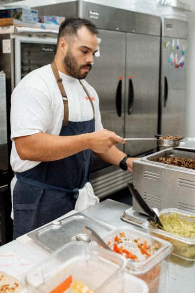 cook in kitchen
