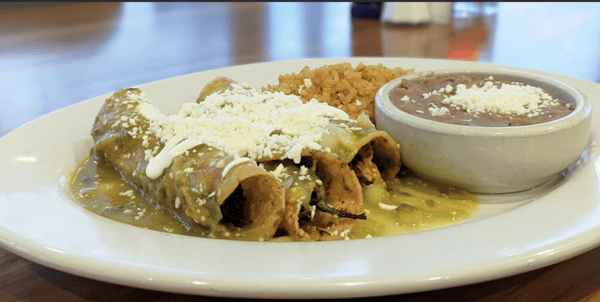 Crispy Chicken Enchiladas Verdes